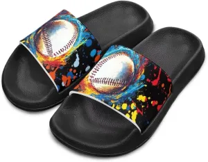 Novelty Patten Kids Cloud Slides Sandals Sports Ball Indoor House Slippers Tractor Print Shower Shoes for Boys Girls Comfort Footbed Slipper Open Toe Outdoor Sandal