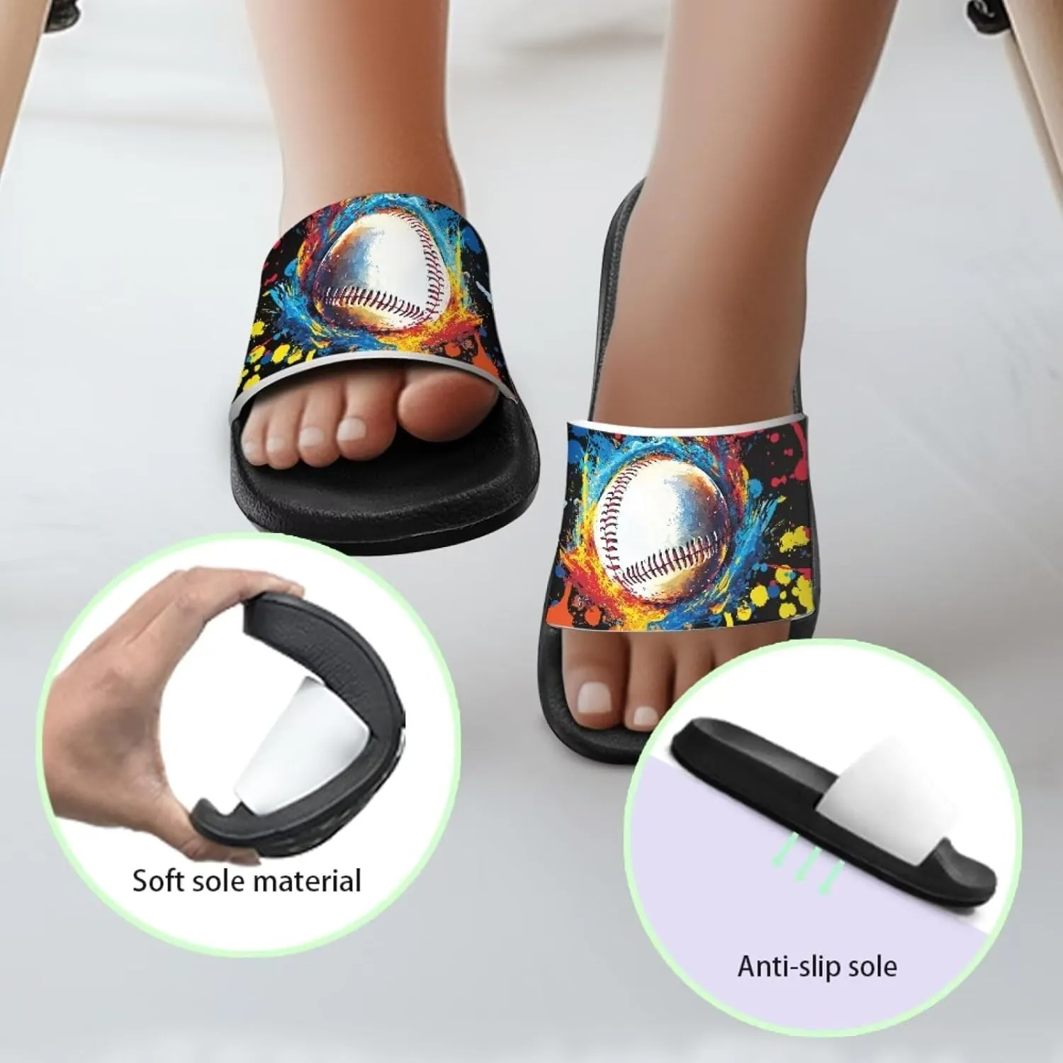 Novelty Patten Kids Cloud Slides Sandals Sports Ball Indoor House Slippers Tractor Print Shower Shoes for Boys Girls Comfort Footbed Slipper Open Toe Outdoor Sandal