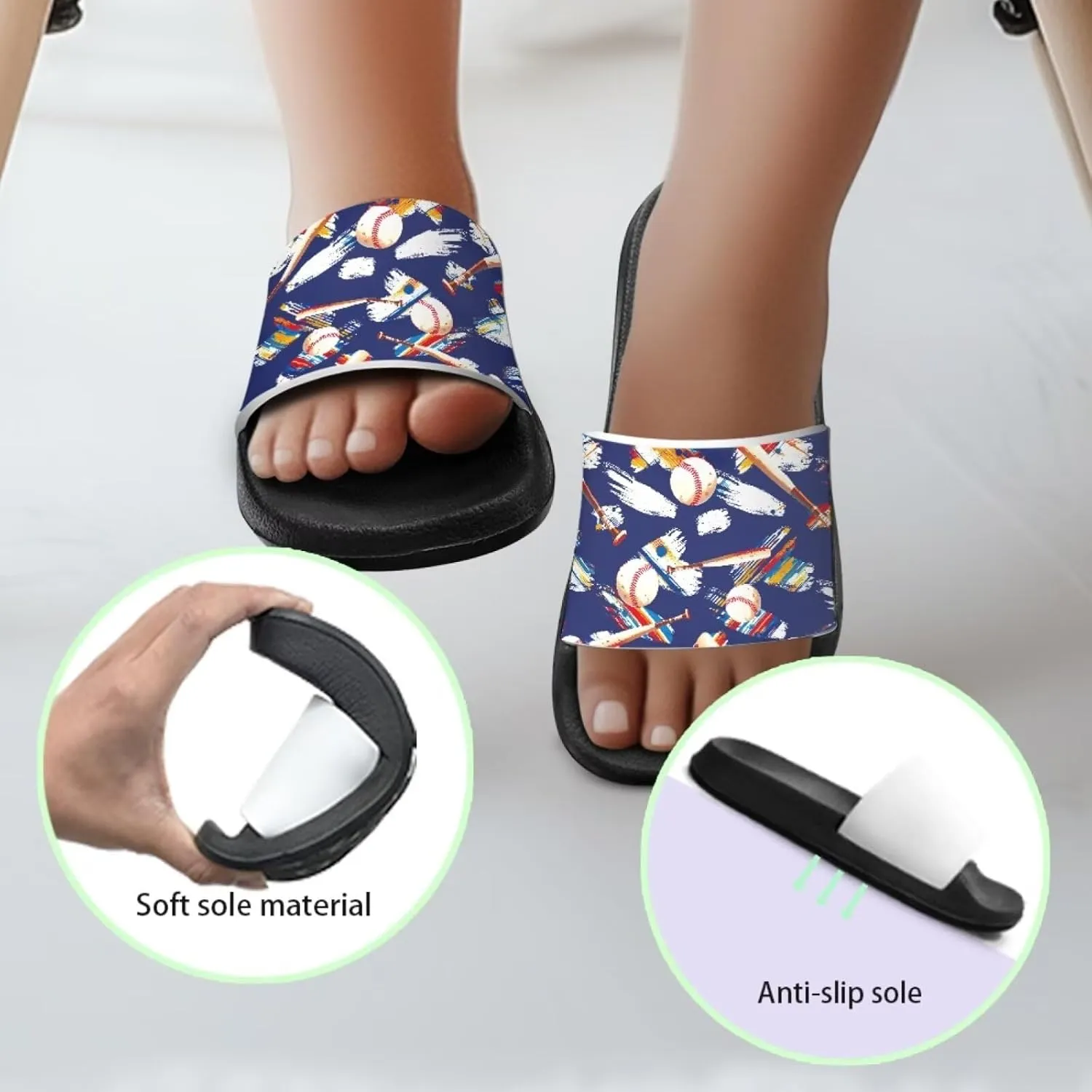 Novelty Patten Kids Cloud Slides Sandals Sports Ball Indoor House Slippers Tractor Print Shower Shoes for Boys Girls Comfort Footbed Slipper Open Toe Outdoor Sandal