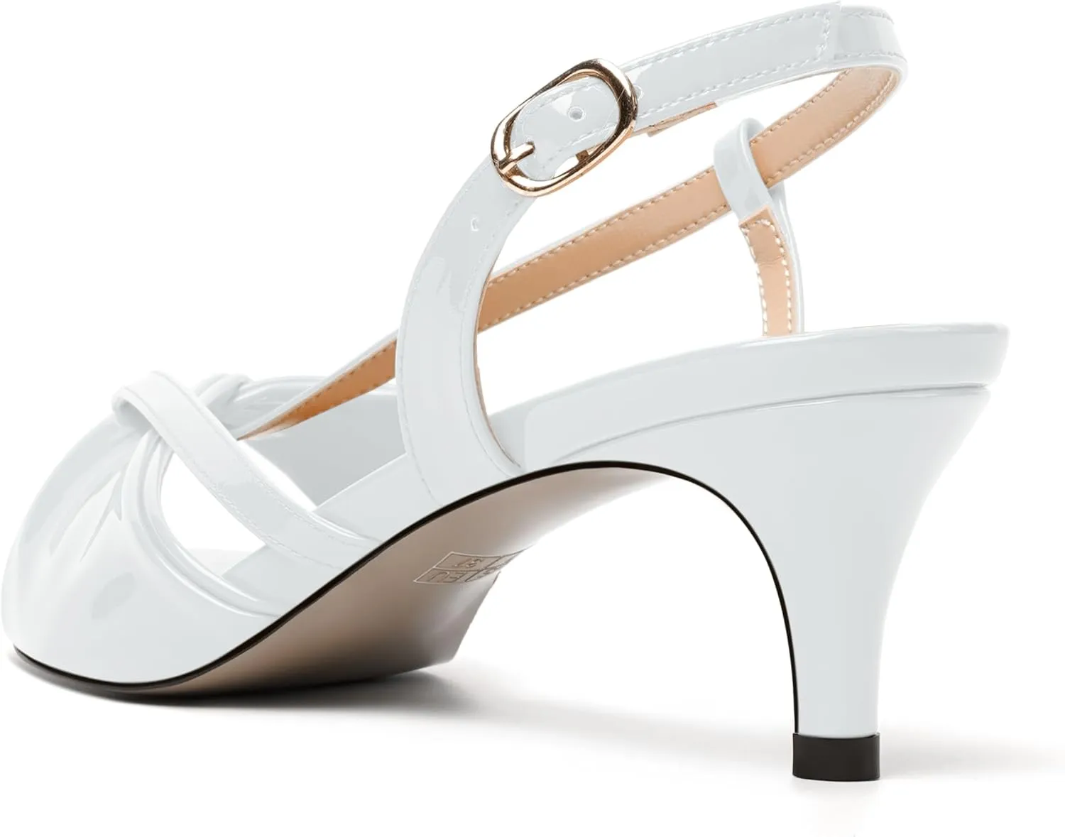 NUMALEO Womens Fashion Bridal Dress Buckle Patent Open Toe Slingback Kitten Low Heel Heeled Sandals 2 Inch