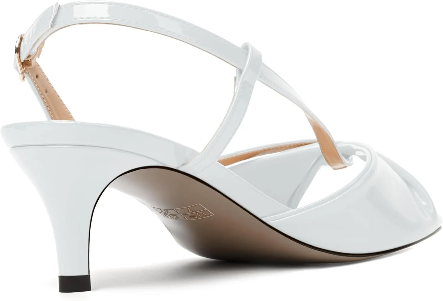 NUMALEO Womens Fashion Bridal Dress Buckle Patent Open Toe Slingback Kitten Low Heel Heeled Sandals 2 Inch