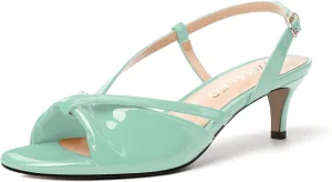 NUMALEO Womens Fashion Bridal Dress Buckle Patent Open Toe Slingback Kitten Low Heel Heeled Sandals 2 Inch