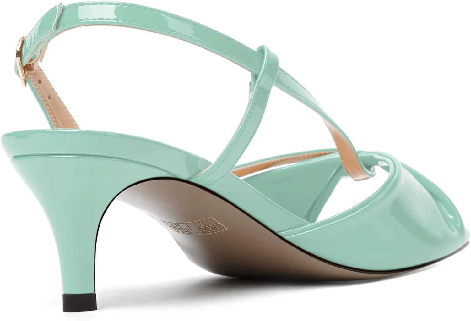 NUMALEO Womens Fashion Bridal Dress Buckle Patent Open Toe Slingback Kitten Low Heel Heeled Sandals 2 Inch