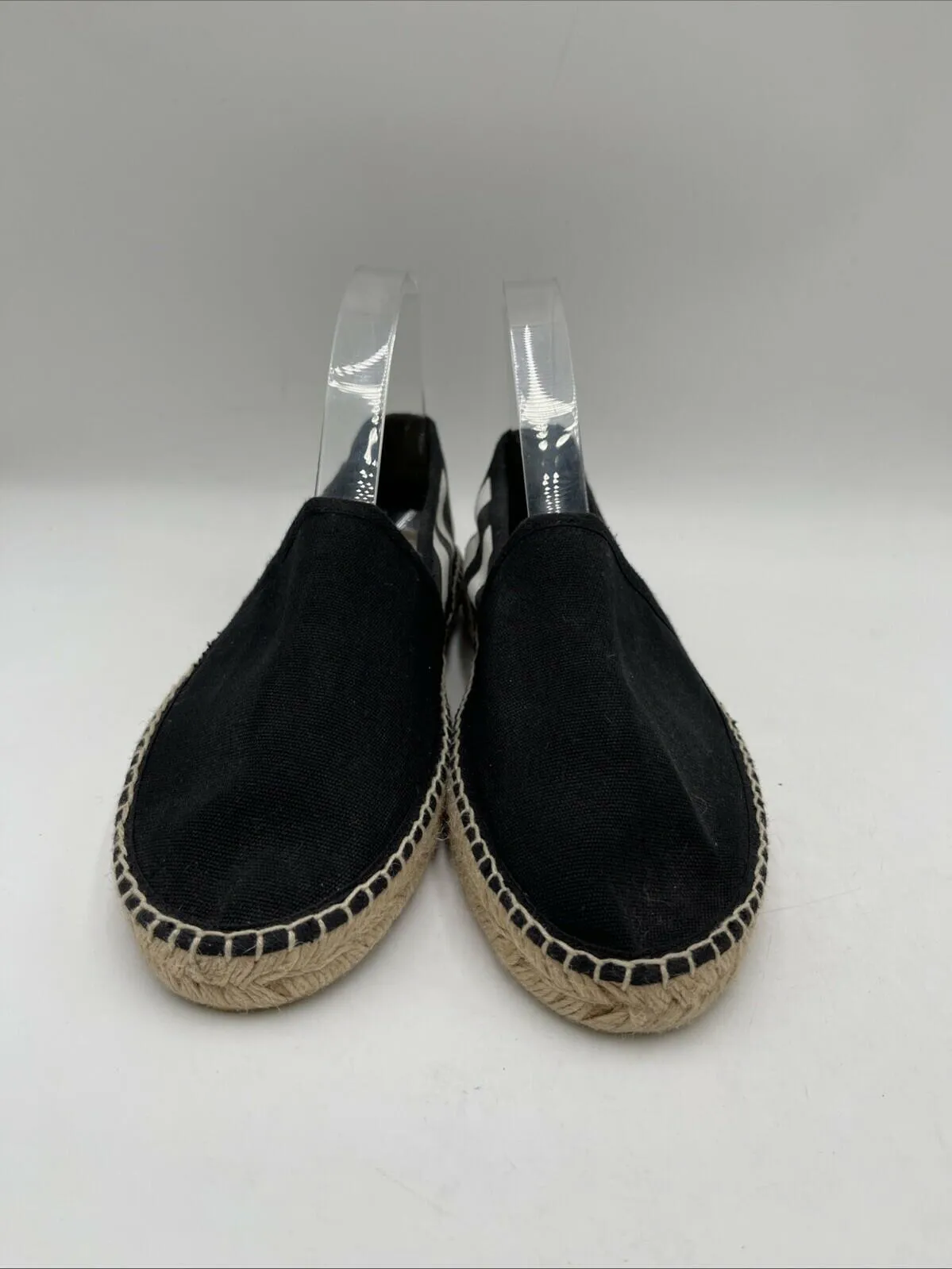 Off-White Black/White Stripes Round Toe Slip On Espadrilles Flats Womens Size 41 - Very Good