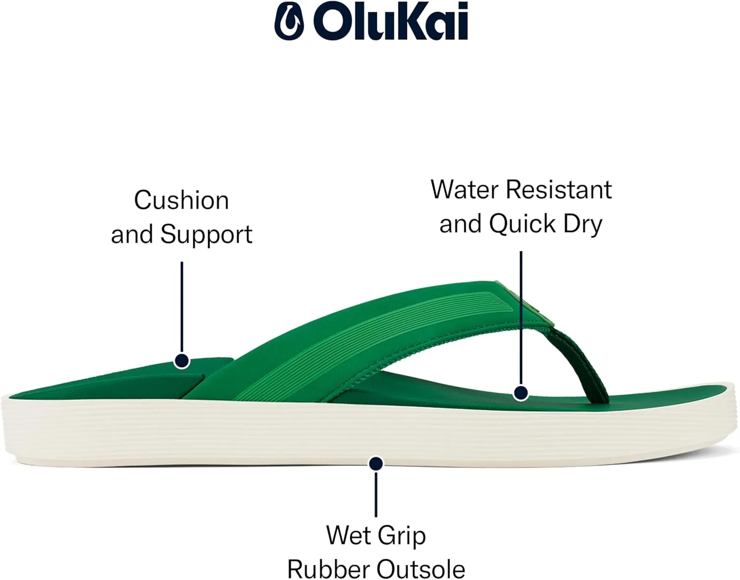 OLUKAI Leeward Men's Beach Sandals, Quick-Dry Flip Flop Slides, Water Friendly Versatility & Wet Grip Traction, Comfort Fit & Arch Support