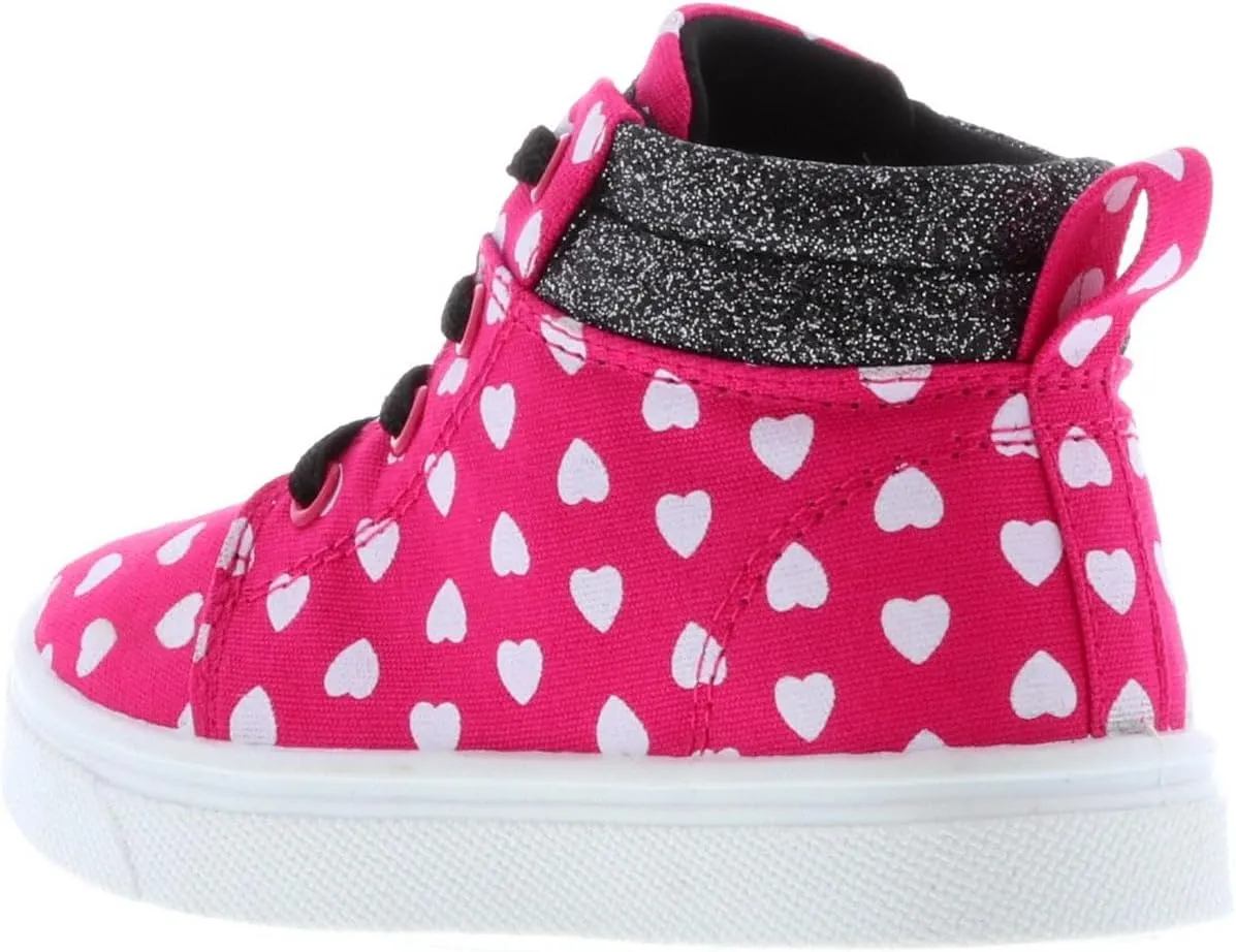 Oomphies Sam Girls Hi-Top Pull-On Sneakers – Canvas Upper, Elastic Laces, Cushioned Insole & Durable Rubber Sole