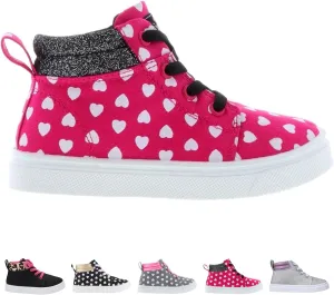 Oomphies Sam Girls Hi-Top Pull-On Sneakers – Canvas Upper, Elastic Laces, Cushioned Insole & Durable Rubber Sole