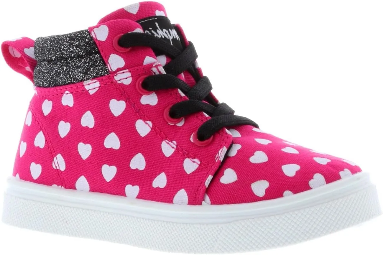 Oomphies Sam Girls Hi-Top Pull-On Sneakers – Canvas Upper, Elastic Laces, Cushioned Insole & Durable Rubber Sole