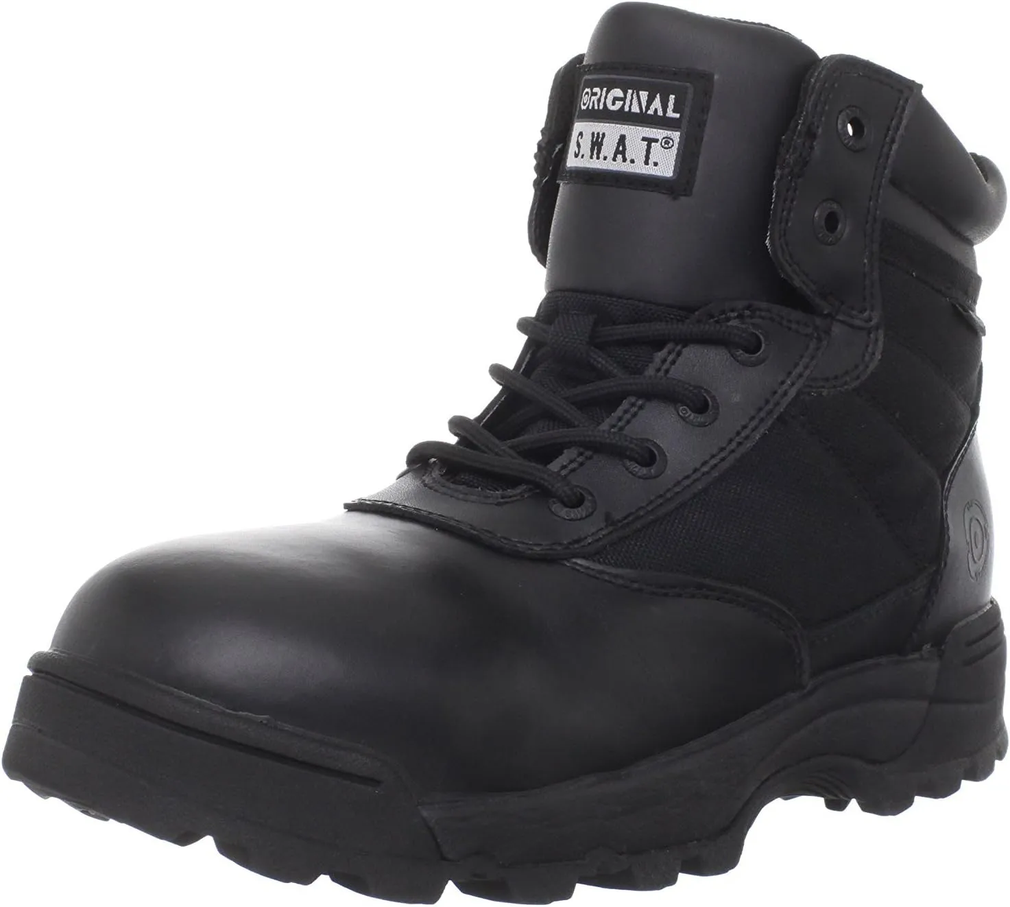 Original S.W.A.T.® Unisex Classic 6" Side Zip Waterproof Safety Toe Work Boots – Nylon and Leather Upper Black US Men's 12, Women's 13.5 Wide