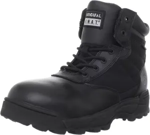 Original S.W.A.T.® Unisex Classic 6" Side Zip Waterproof Safety Toe Work Boots – Nylon and Leather Upper Black US Men's 12, Women's 13.5 Wide