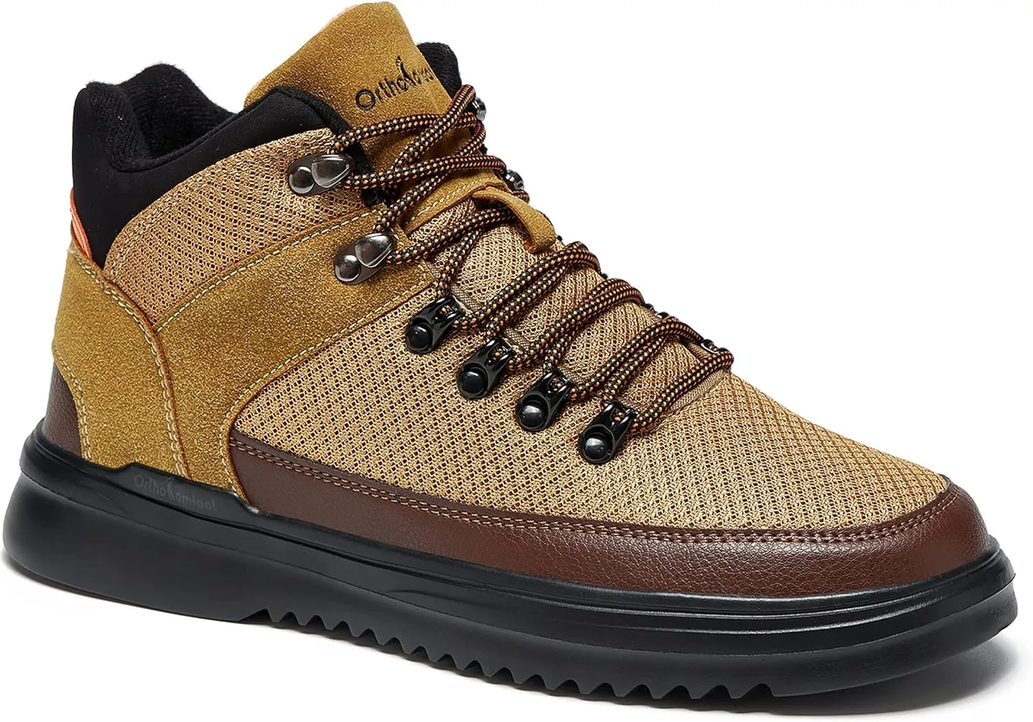 OrthoComfoot Men's Orthopedic Hiking Boots, Water Resistant Outdoor Walking Shoes for Plantar Fasciitis, Light-Weight Casual Sneakers for Ankle and Foot Pain Relief