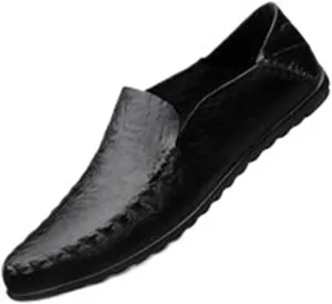 Outdoor Fashion Slip-on Loafers for Men Round Toe Solid Color Loafer Shoes Anti-Slip Flexible Flat Heel