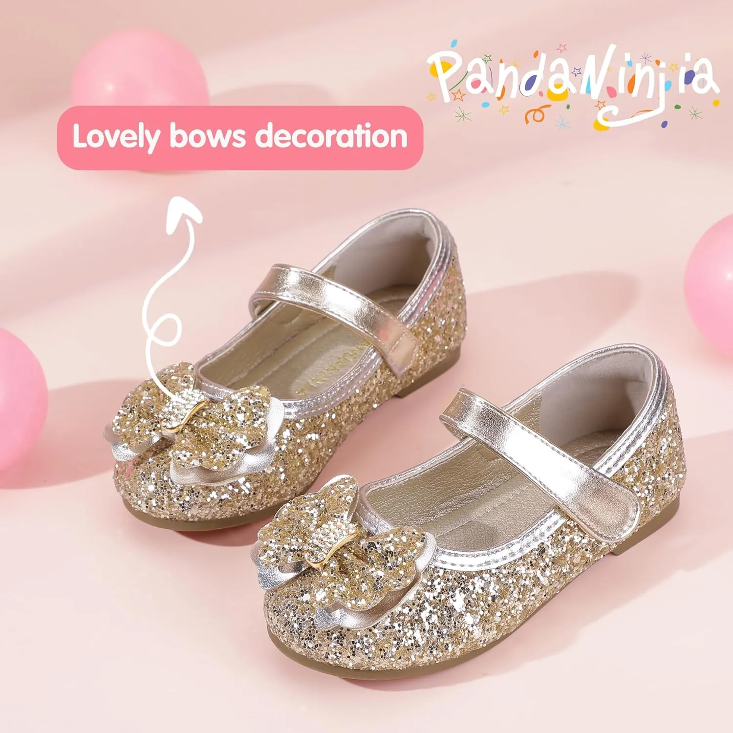 PANDANINJIA Flower Girl Shoes Toddler Little Kid Ballet Flats Pearls Wedding Party Mary Jane Girls Dress Shoes