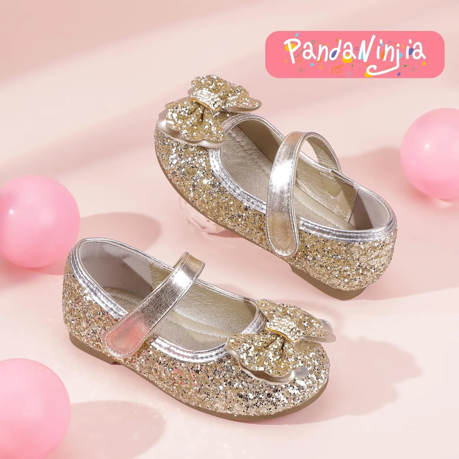 PANDANINJIA Flower Girl Shoes Toddler Little Kid Ballet Flats Pearls Wedding Party Mary Jane Girls Dress Shoes