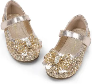 PANDANINJIA Flower Girl Shoes Toddler Little Kid Ballet Flats Pearls Wedding Party Mary Jane Girls Dress Shoes