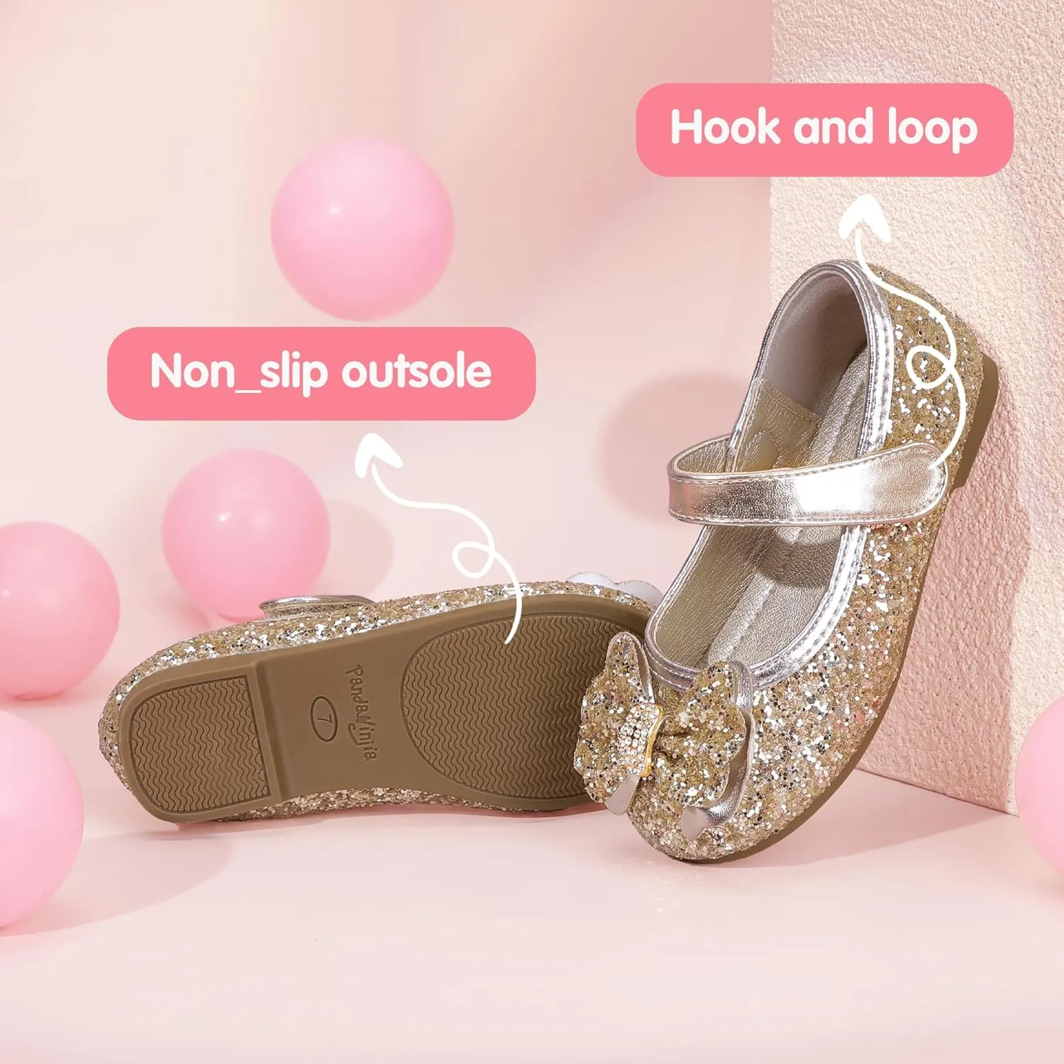 PANDANINJIA Flower Girl Shoes Toddler Little Kid Ballet Flats Pearls Wedding Party Mary Jane Girls Dress Shoes