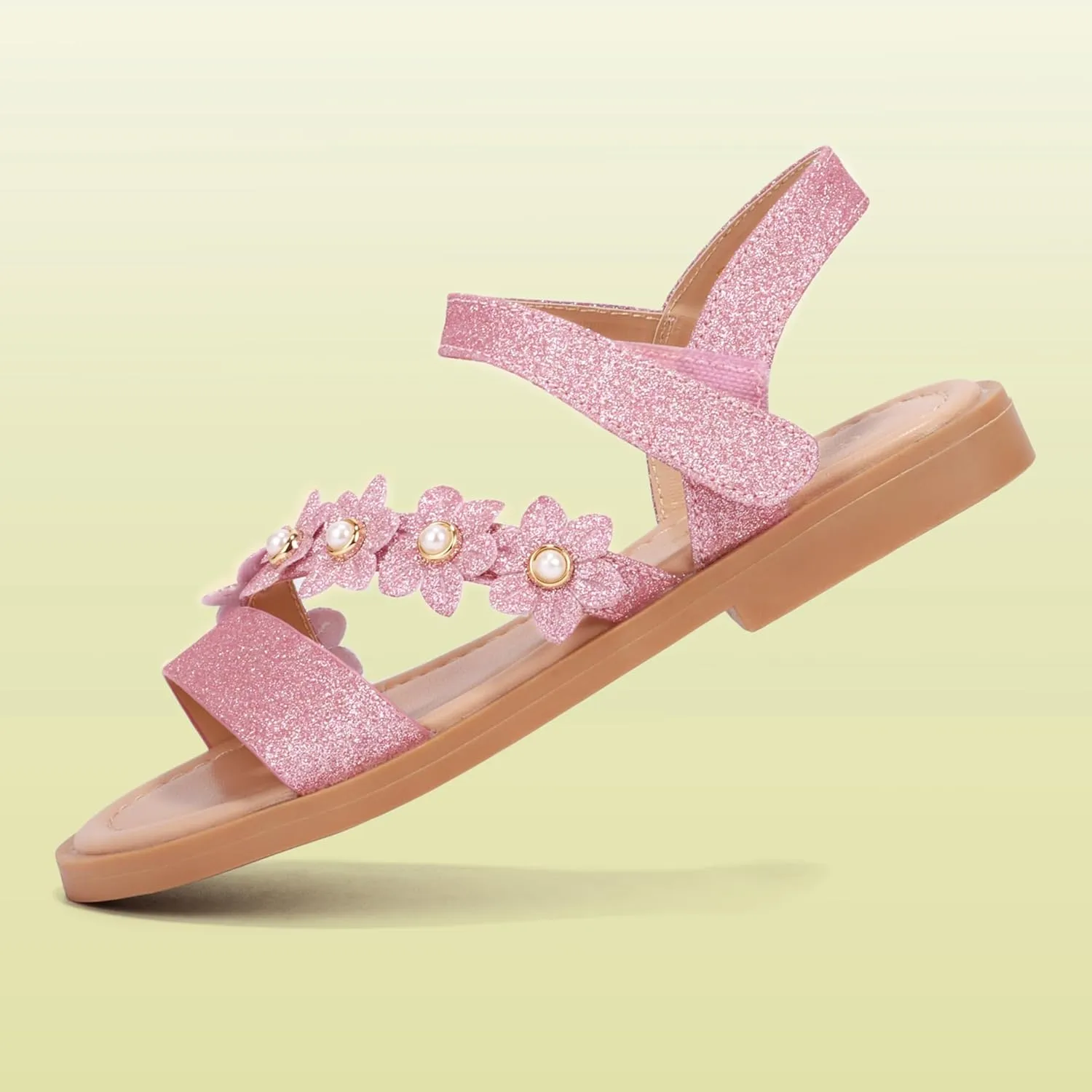 PANDANINJIA Gina Girls Sandals Open Toe Summer Flats Dress Sandals Shoes Toddler/Little Kid/Big Kid