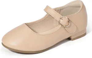 PANDANINJIA Girls Dress Shoes Patent Ballerina Flats Toddler Little Big Kid Mary Jane Low Heels Shoes