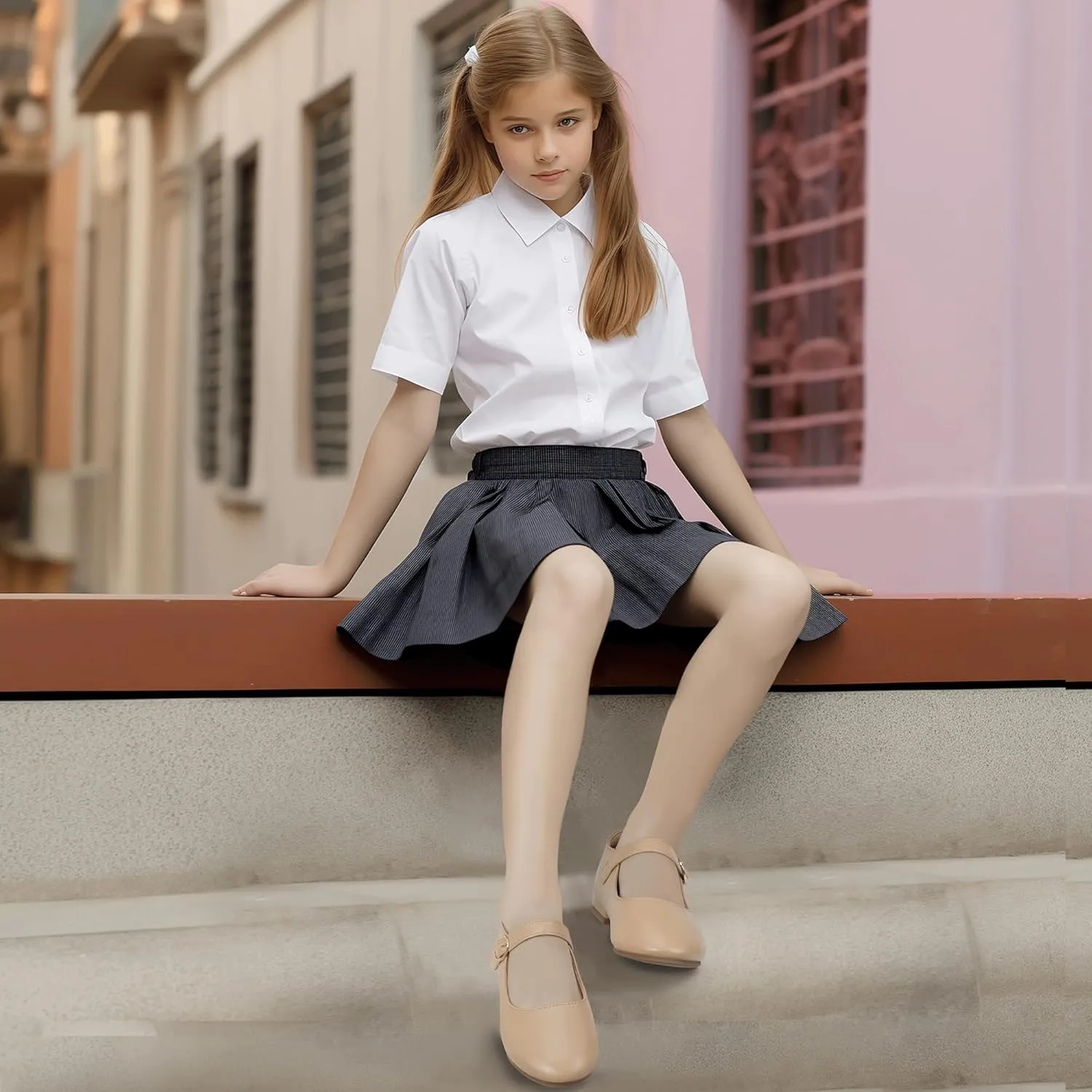 PANDANINJIA Girls Dress Shoes Patent Ballerina Flats Toddler Little Big Kid Mary Jane Low Heels Shoes
