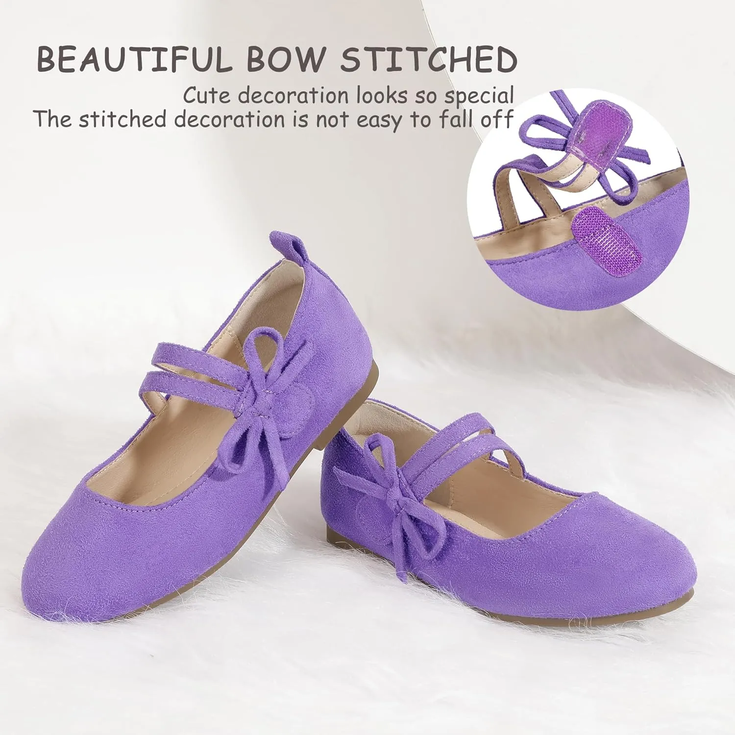 PANDANINJIA Naomi Girls Dress Shoes Mary Jane Ballet Flats Flower Girl Wedding Party Communion Shoes for Toddler Little Kid Big Kid