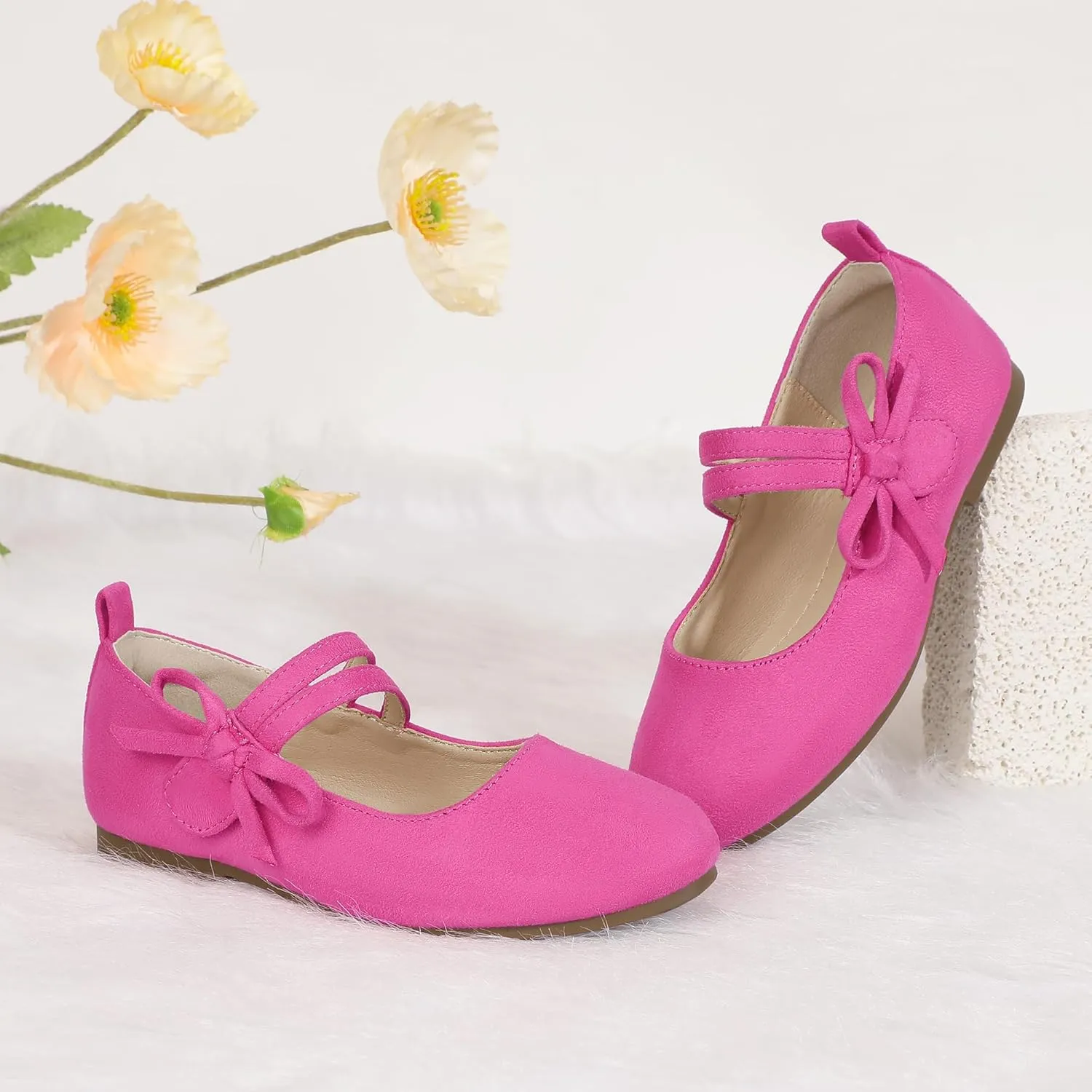 PANDANINJIA Naomi Girls Dress Shoes Mary Jane Ballet Flats Flower Girl Wedding Party Communion Shoes for Toddler Little Kid Big Kid