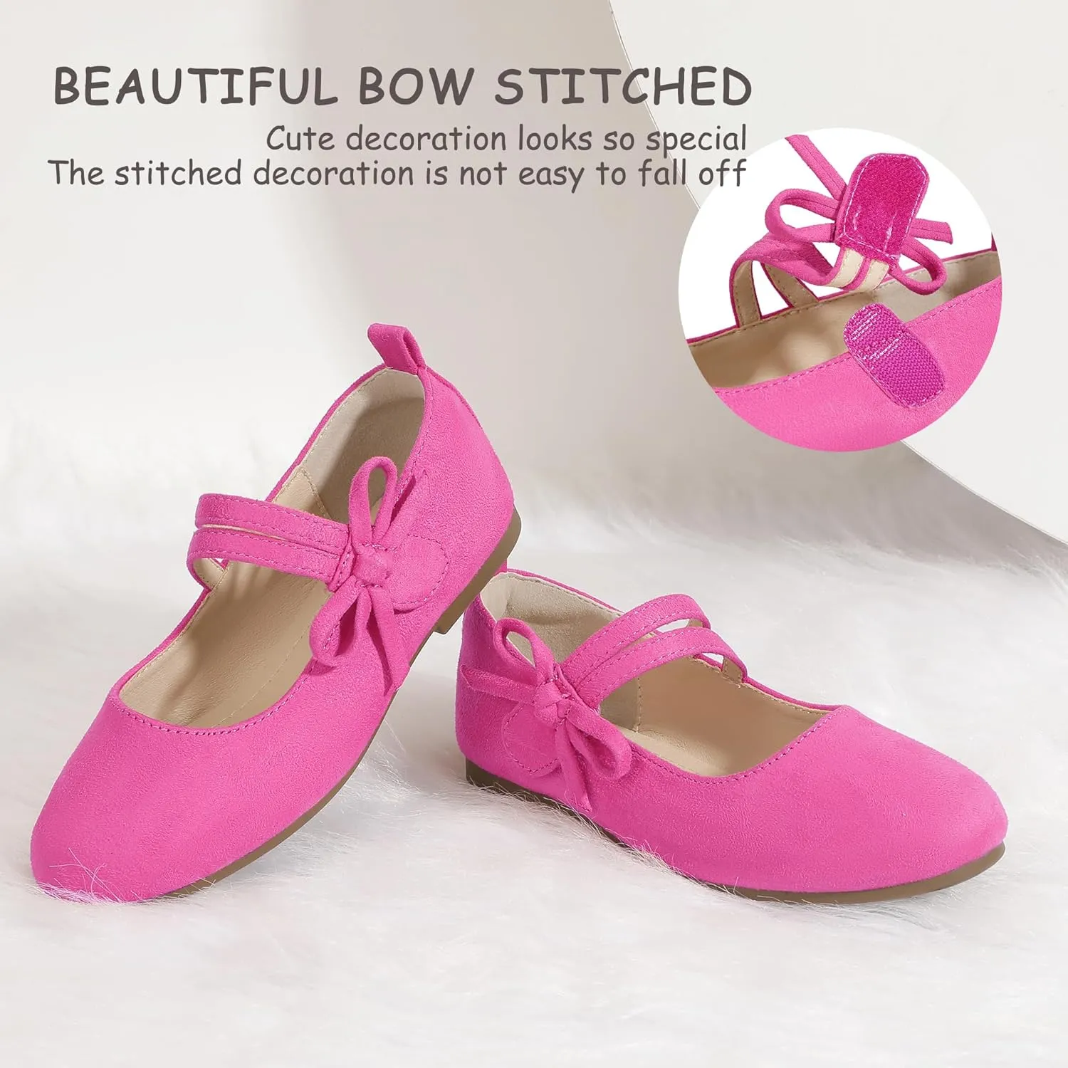 PANDANINJIA Naomi Girls Dress Shoes Mary Jane Ballet Flats Flower Girl Wedding Party Communion Shoes for Toddler Little Kid Big Kid