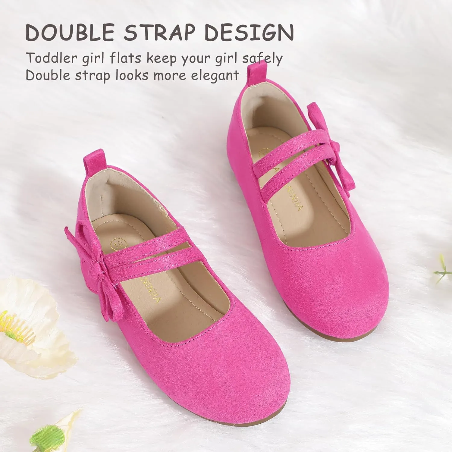 PANDANINJIA Naomi Girls Dress Shoes Mary Jane Ballet Flats Flower Girl Wedding Party Communion Shoes for Toddler Little Kid Big Kid