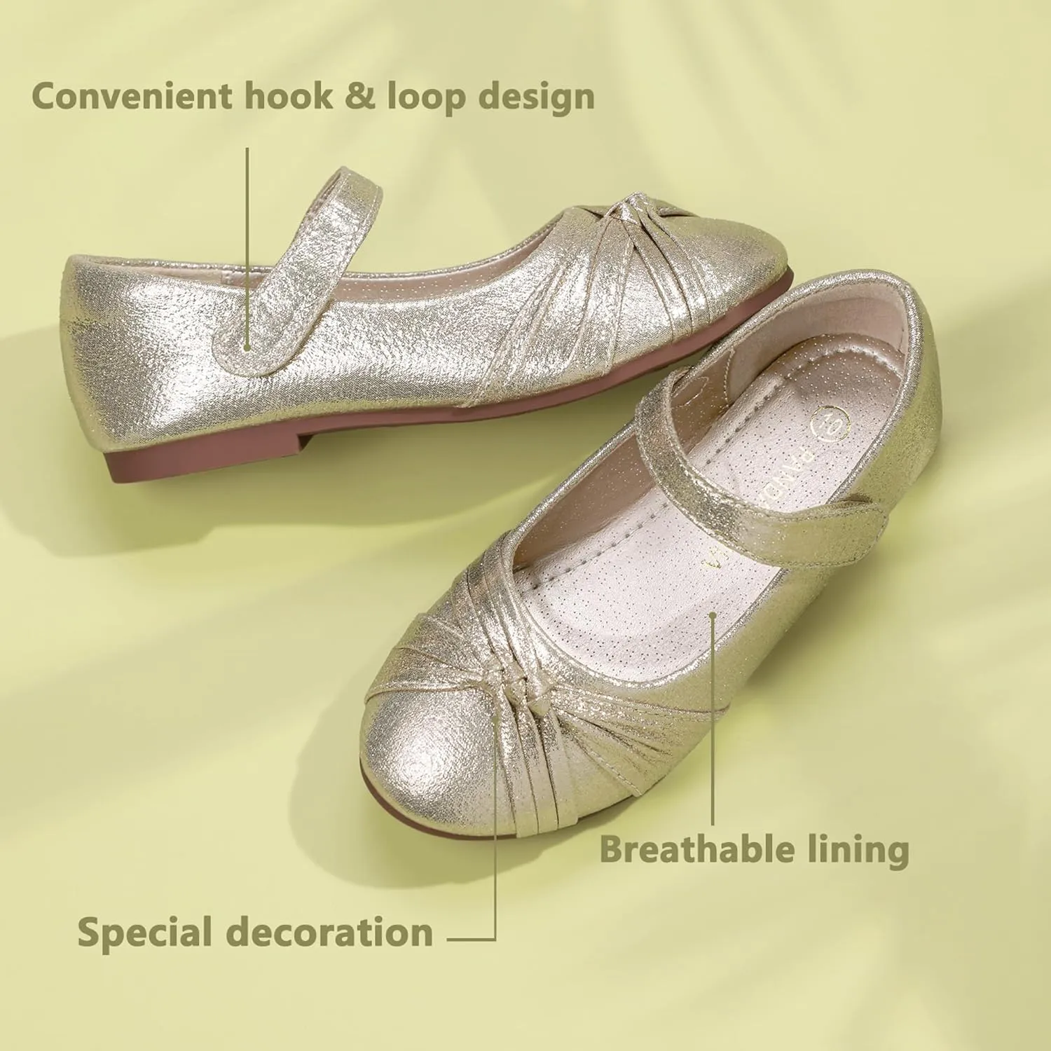 PANDANINJIA Rika Girls Dress Shoes Flower Girl Mary Jane Flats Wedding Party School Shoes for Toddler Little Kid Big Kid