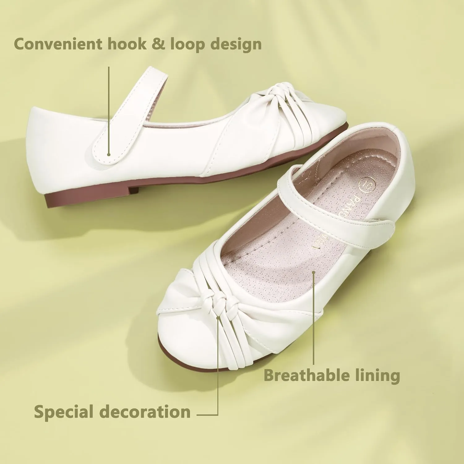 PANDANINJIA Rika Girls Dress Shoes Flower Girl Mary Jane Flats Wedding Party School Shoes for Toddler Little Kid Big Kid