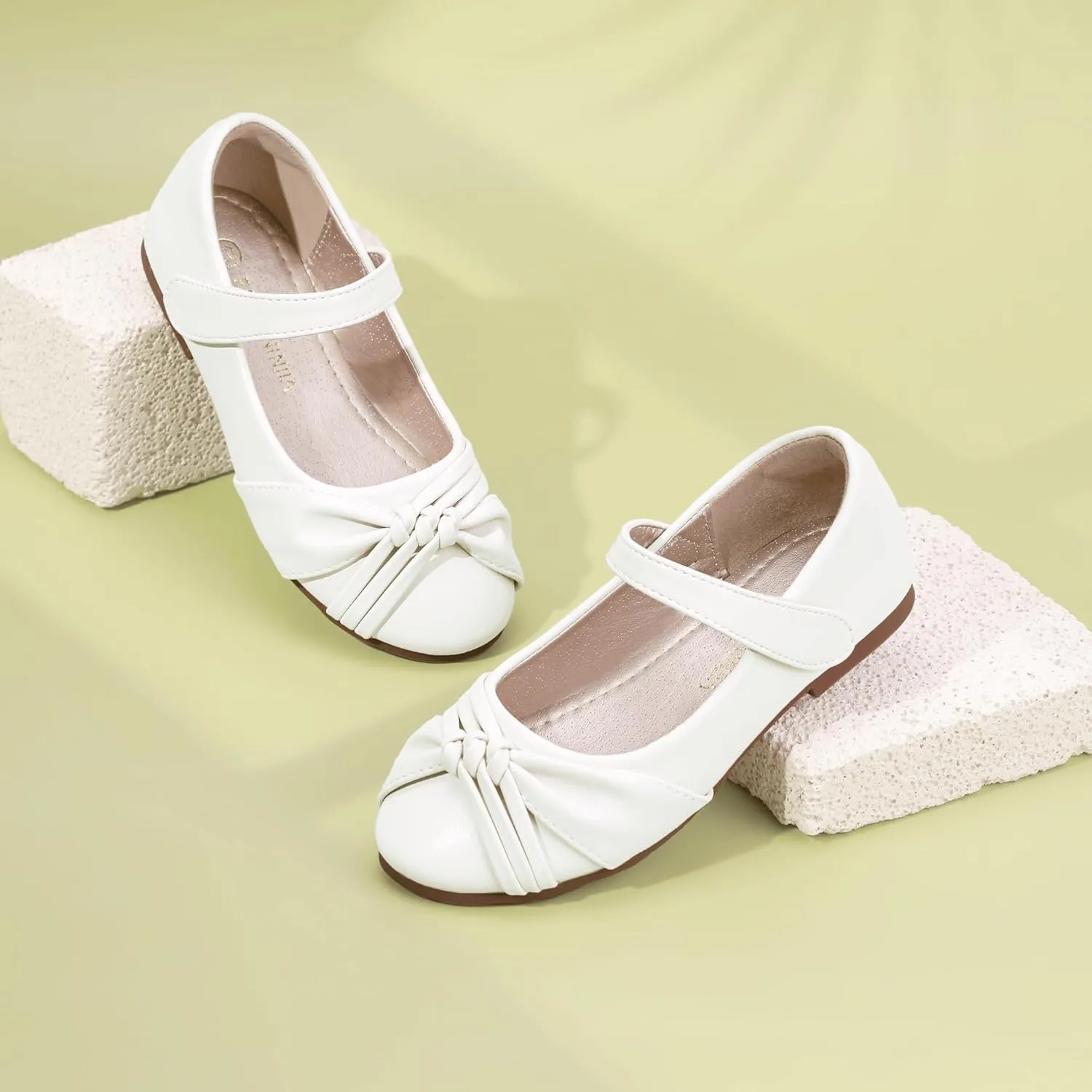 PANDANINJIA Rika Girls Dress Shoes Flower Girl Mary Jane Flats Wedding Party School Shoes for Toddler Little Kid Big Kid
