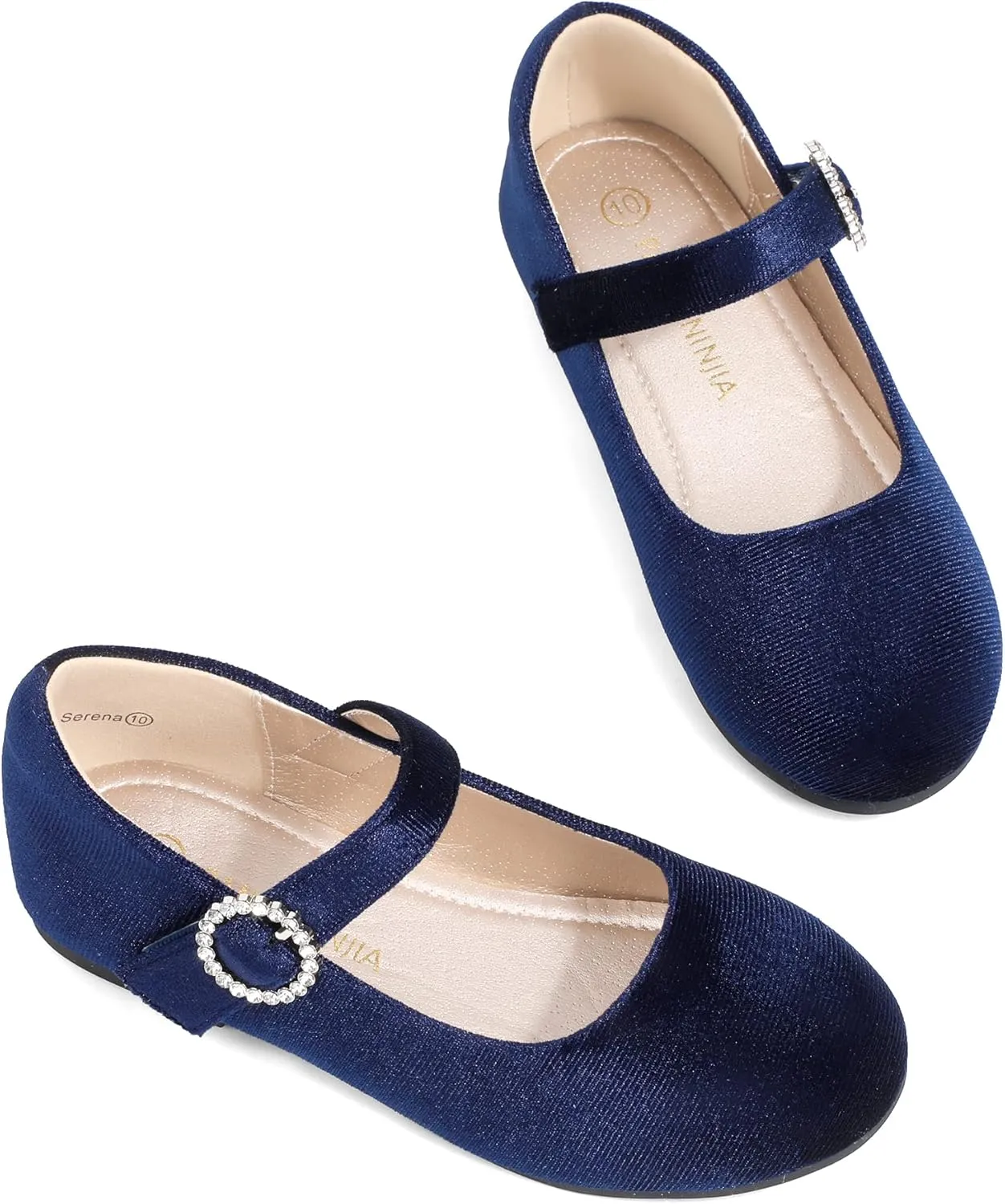 PANDANINJIA Sarena Girls Dress Shoes Rhinestone Flower Girl Ballerina Ballet Flats Mary Jane Wedding Party School Shoes for Toddler Little Kid Big Kid