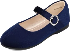 PANDANINJIA Sarena Girls Dress Shoes Rhinestone Flower Girl Ballerina Ballet Flats Mary Jane Wedding Party School Shoes for Toddler Little Kid Big Kid