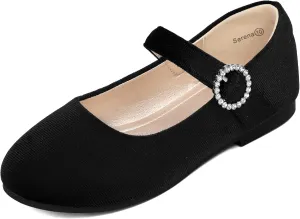 PANDANINJIA Sarena Girls Dress Shoes Rhinestone Flower Girl Ballerina Ballet Flats Mary Jane Wedding Party School Shoes for Toddler Little Kid Big Kid