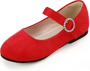 PANDANINJIA Sarena Girls Dress Shoes Rhinestone Flower Girl Ballerina Ballet Flats Mary Jane Wedding Party School Shoes for Toddler Little Kid Big Kid
