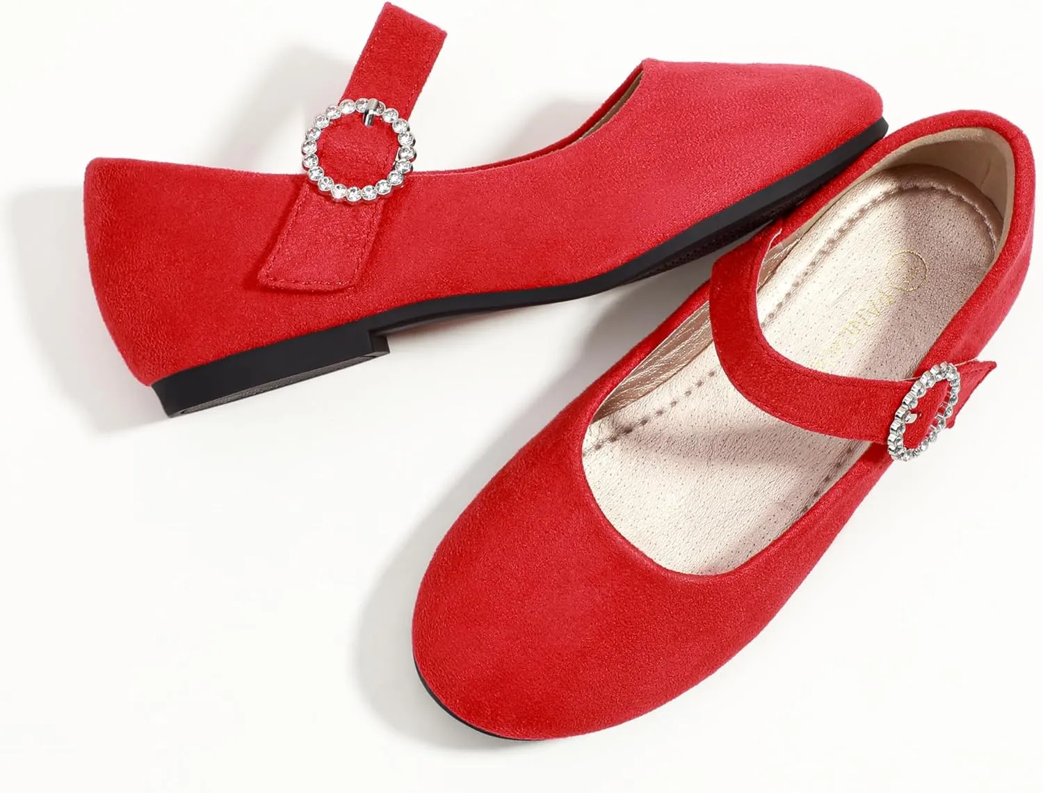 PANDANINJIA Sarena Girls Dress Shoes Rhinestone Flower Girl Ballerina Ballet Flats Mary Jane Wedding Party School Shoes for Toddler Little Kid Big Kid