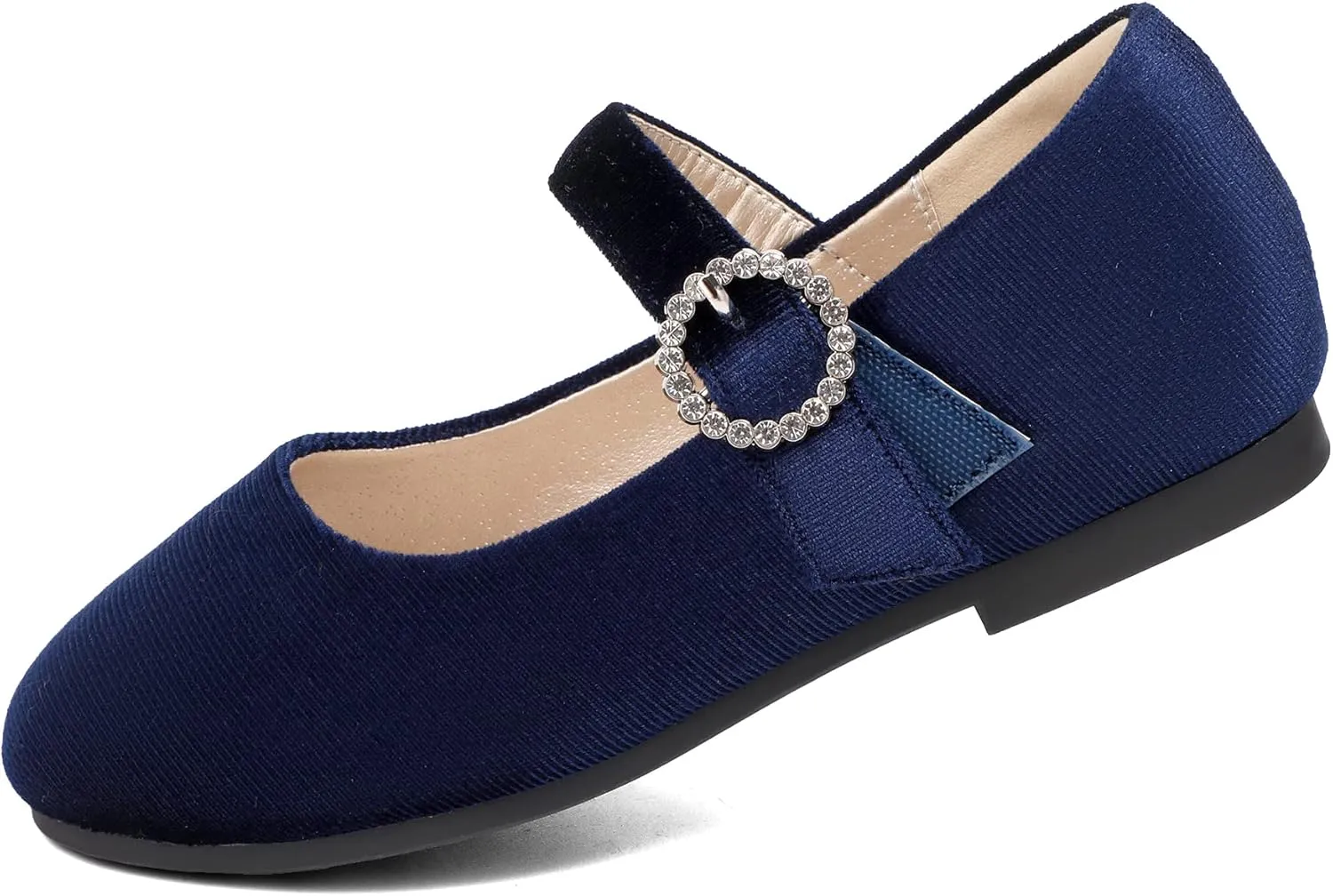 PANDANINJIA Sarena Girls Dress Shoes Rhinestone Flower Girl Ballerina Ballet Flats Mary Jane Wedding Party School Shoes for Toddler Little Kid Big Kid