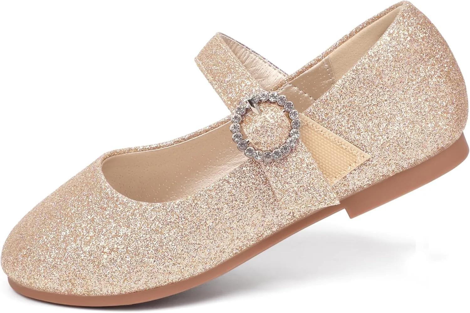 PANDANINJIA Sarena Girls Dress Shoes Rhinestone Flower Girl Ballerina Ballet Flats Mary Jane Wedding Party School Shoes for Toddler Little Kid Big Kid