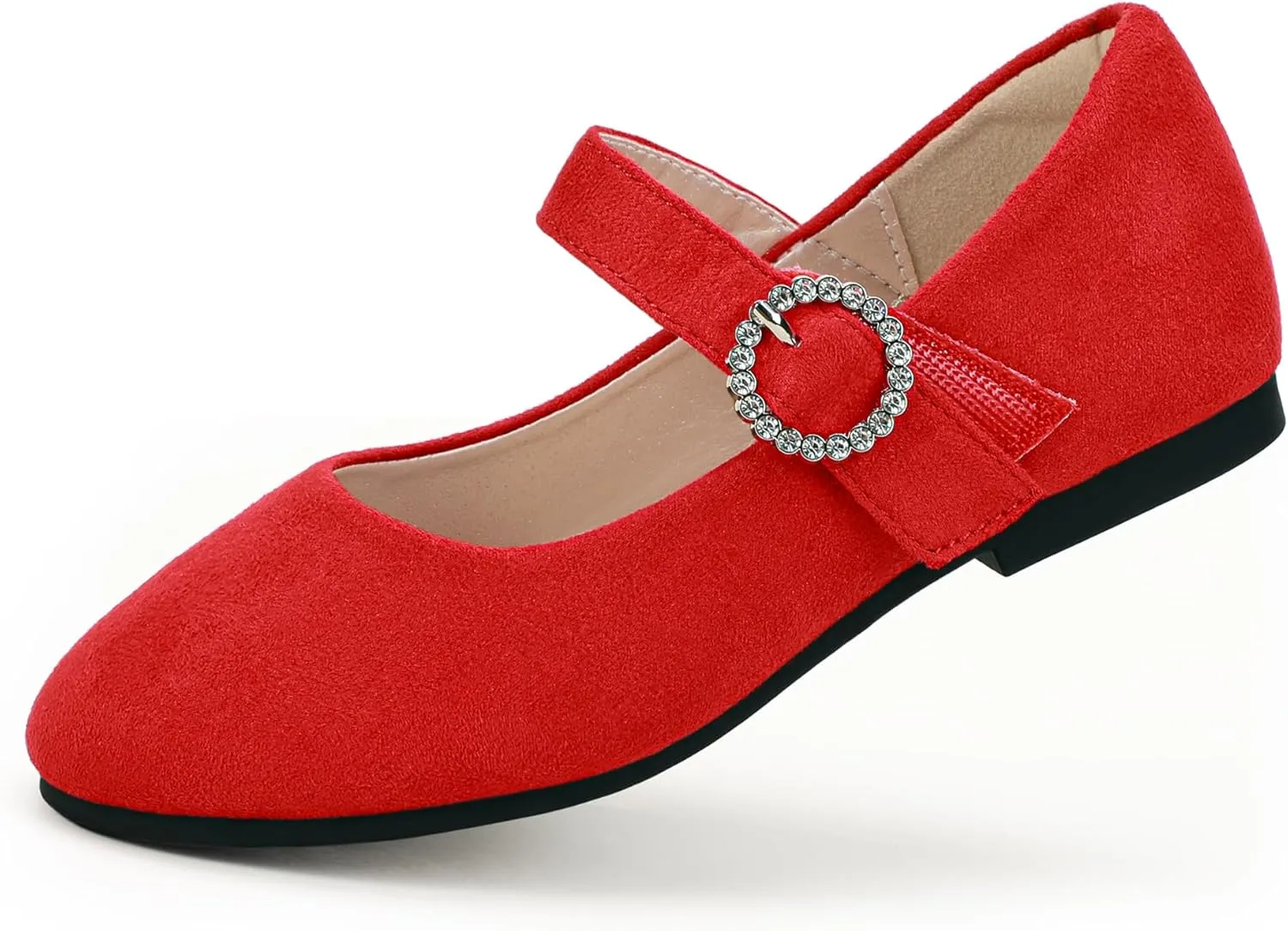 PANDANINJIA Sarena Girls Dress Shoes Rhinestone Flower Girl Ballerina Ballet Flats Mary Jane Wedding Party School Shoes for Toddler Little Kid Big Kid