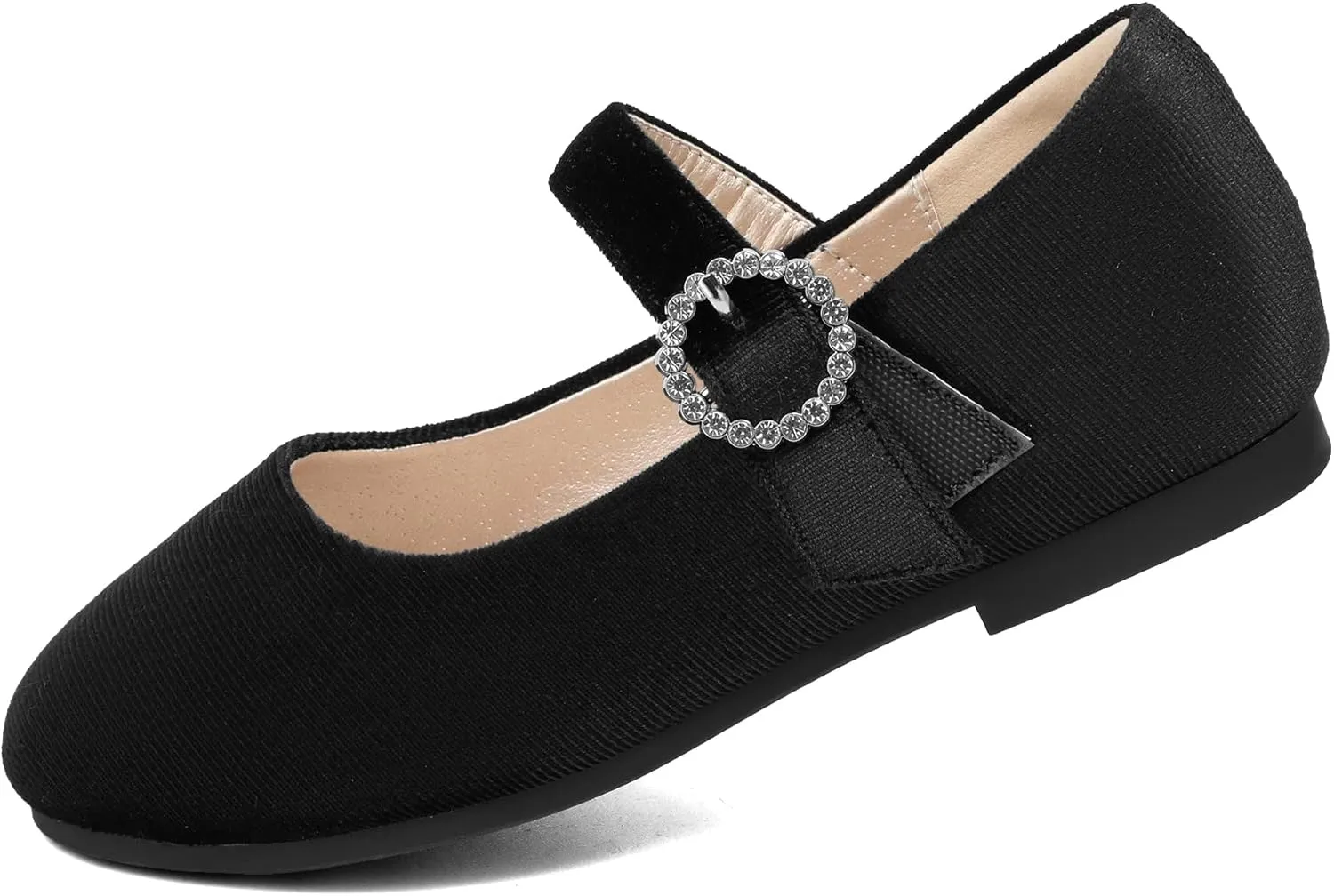 PANDANINJIA Sarena Girls Dress Shoes Rhinestone Flower Girl Ballerina Ballet Flats Mary Jane Wedding Party School Shoes for Toddler Little Kid Big Kid