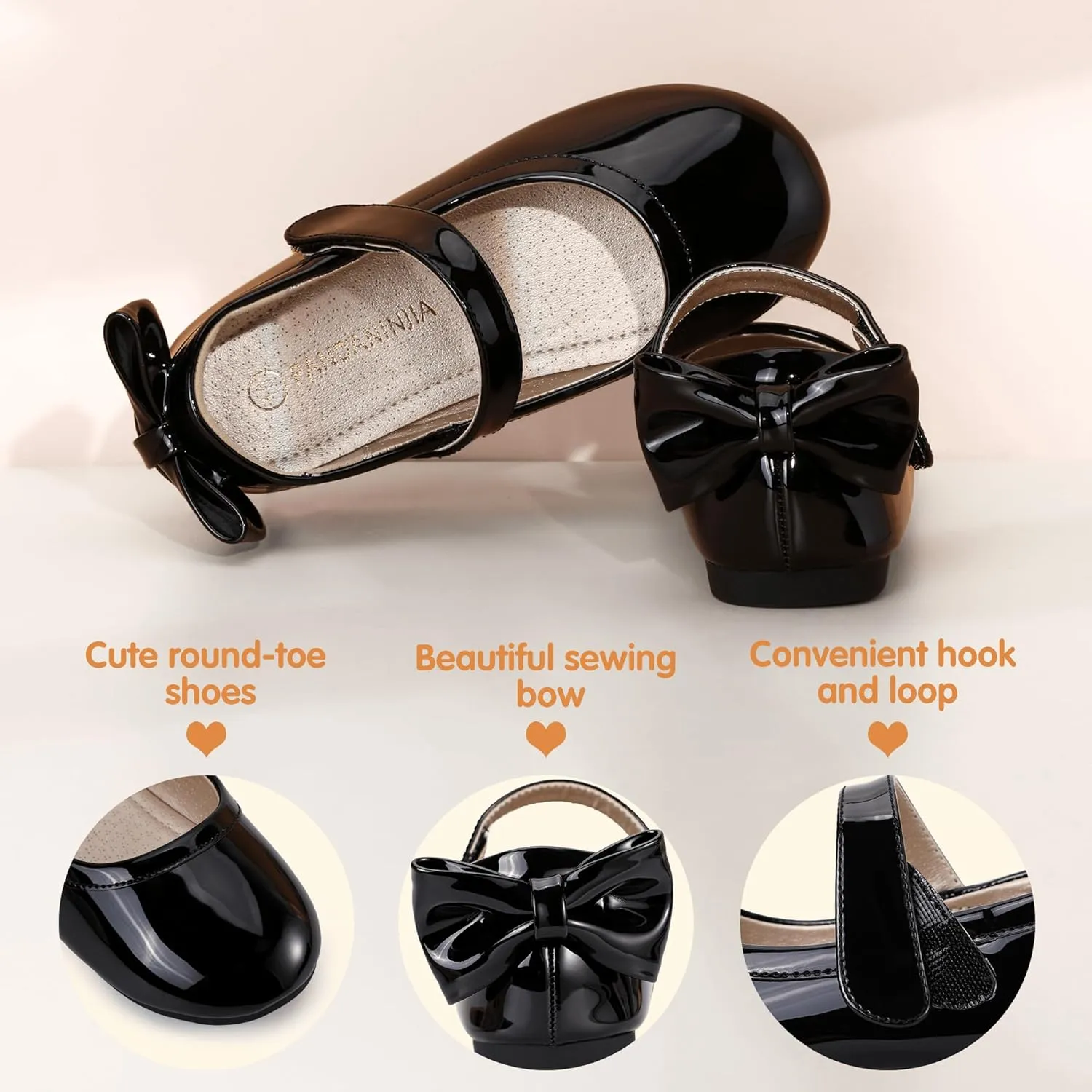PANDANINJIA Toddler/Little Kid Girl's Angela Dress Mary Jane Ballet Flats Bow Flower Girl Wedding Party Ballerina Flat Shoes