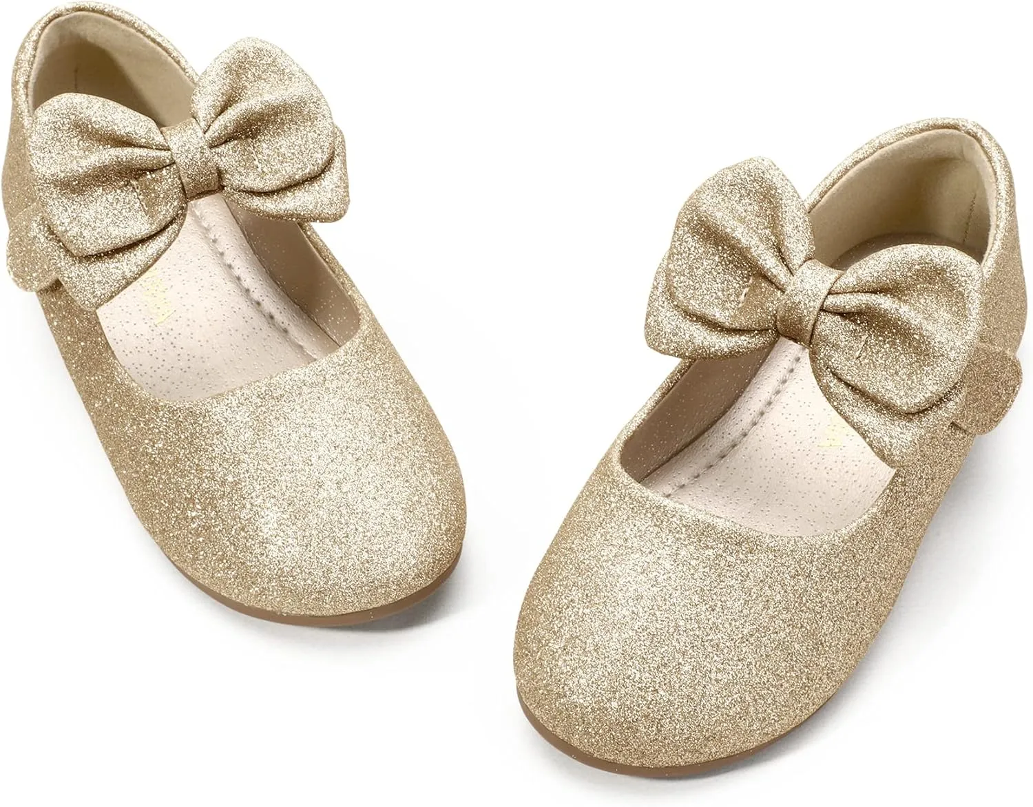 PANDANINJIA Toddler/Little Kid Girl's Angela Dress Mary Jane Ballet Flats Bow Flower Girl Wedding Party Ballerina Flat Shoes