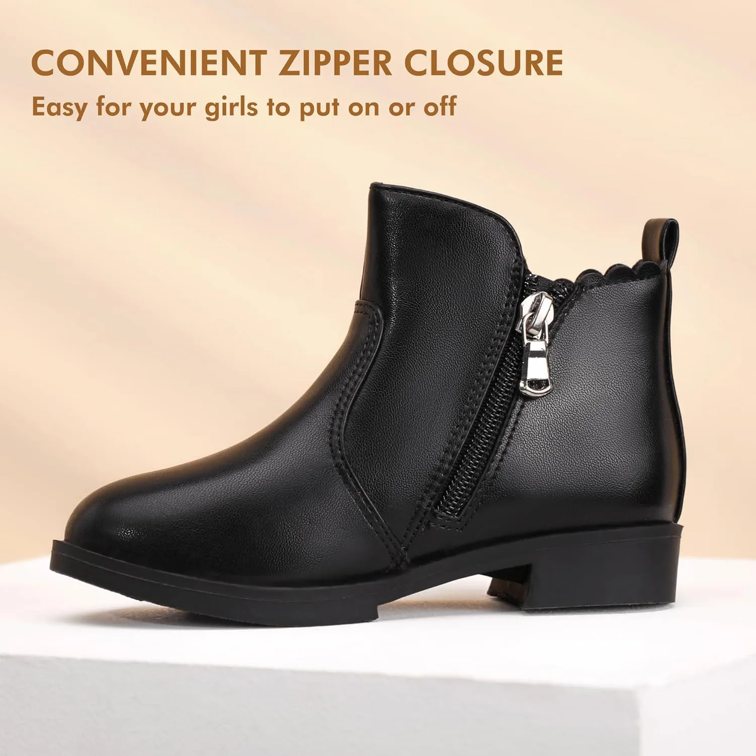 PANDANINJIA Toddler/Little Kid Girl's Clara Fashion Short Ankle Boots Pearls Bow Dress Booties with Zipper