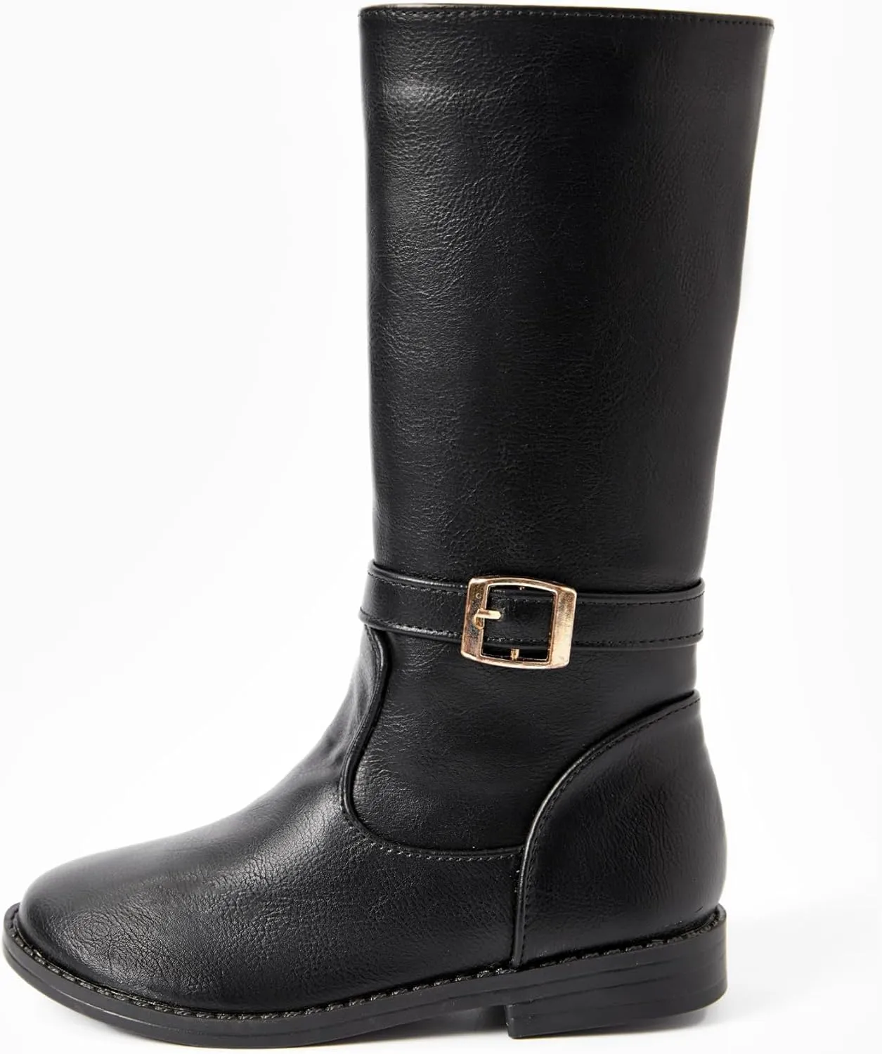 PATPAT Girls Knee-High Fashion Boot Side Zipper and Buckle Strap Riding Boots