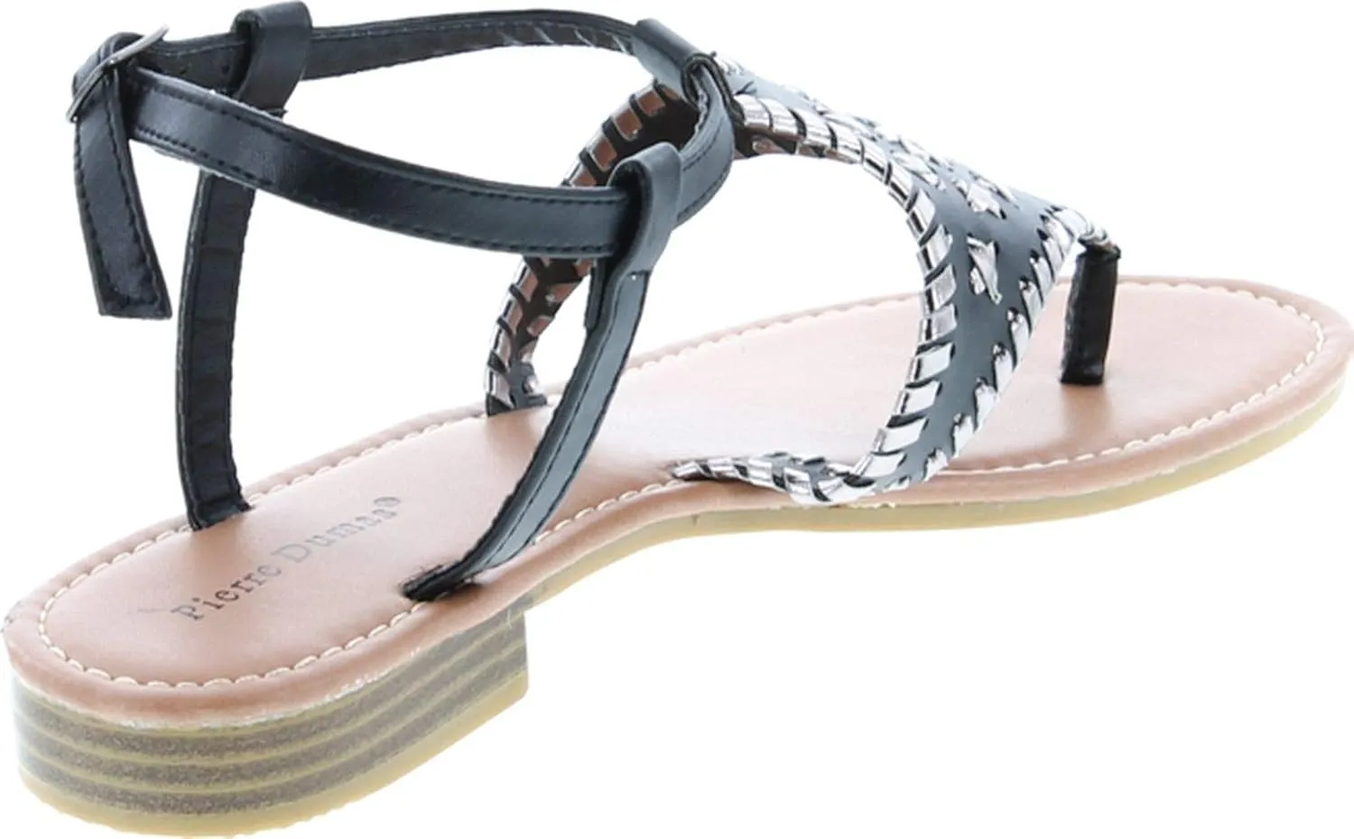 Pierre Dumas Women's Rosetta-10 Whipstitch Thong Low Heel Casual Sandals