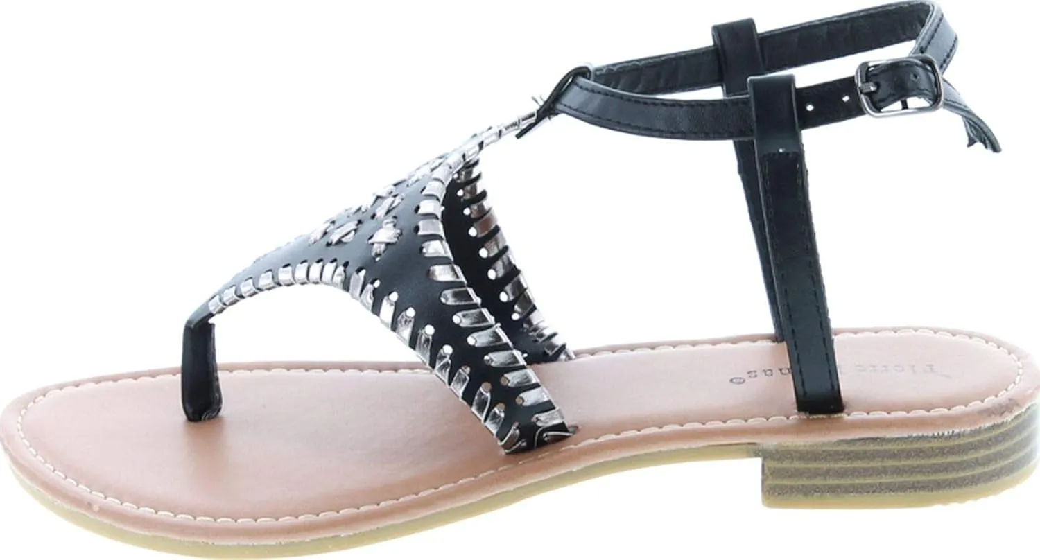 Pierre Dumas Women's Rosetta-10 Whipstitch Thong Low Heel Casual Sandals