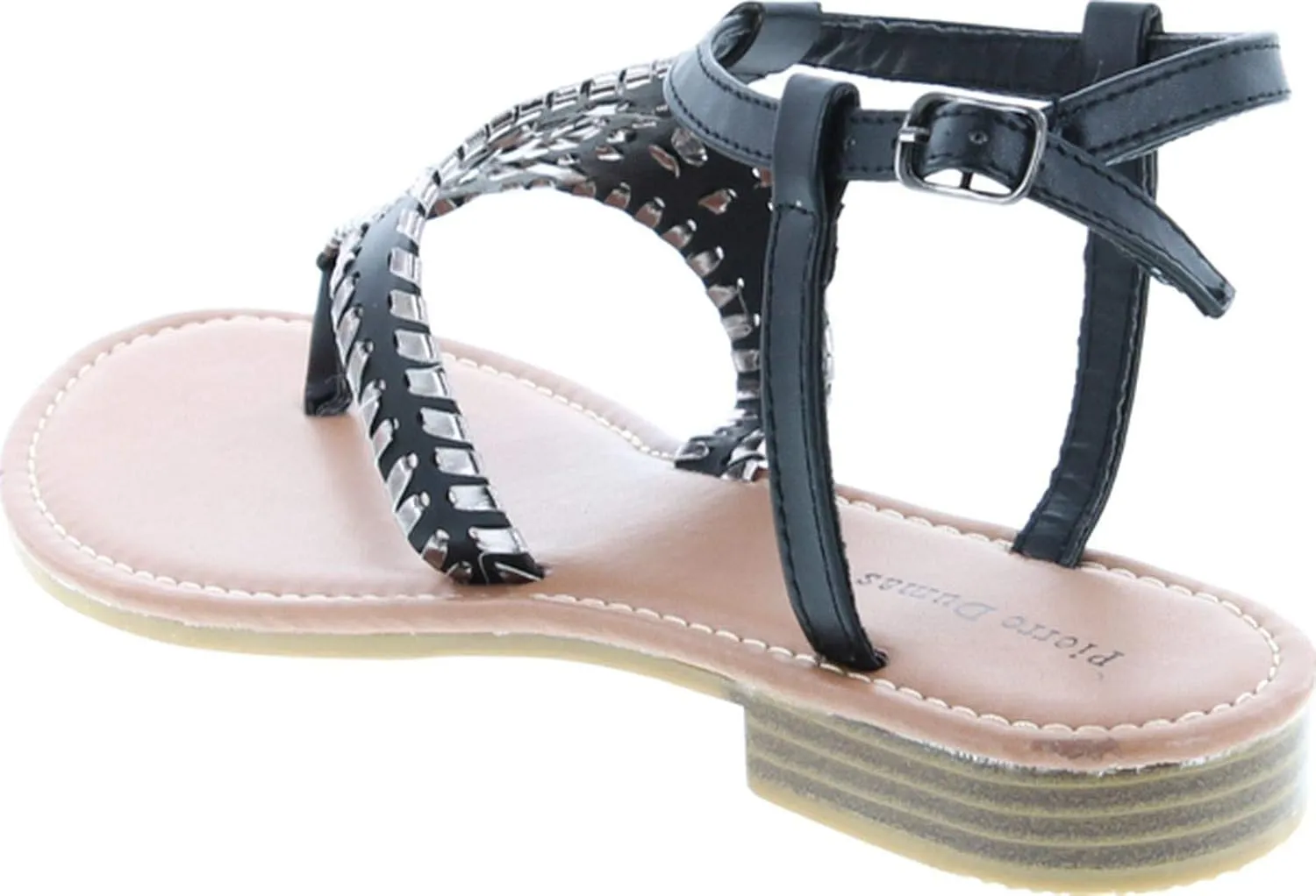 Pierre Dumas Women's Rosetta-10 Whipstitch Thong Low Heel Casual Sandals