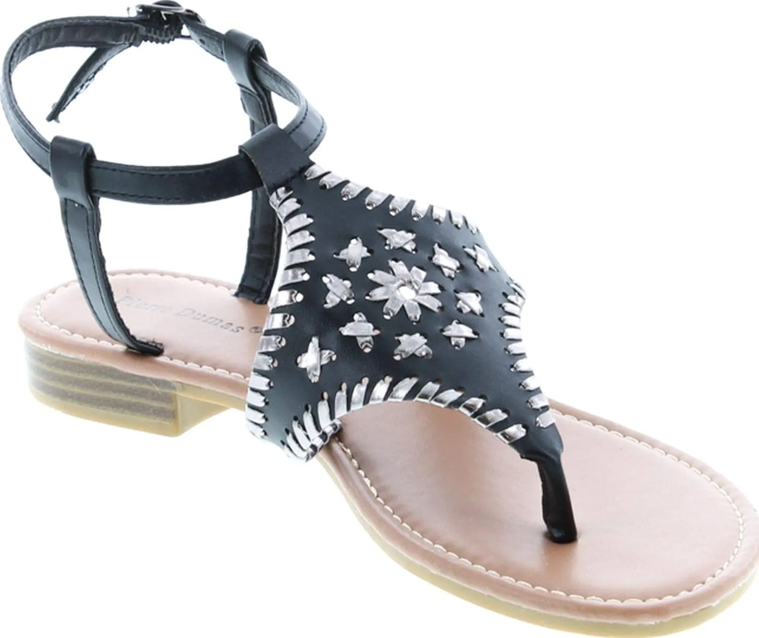 Pierre Dumas Women's Rosetta-10 Whipstitch Thong Low Heel Casual Sandals