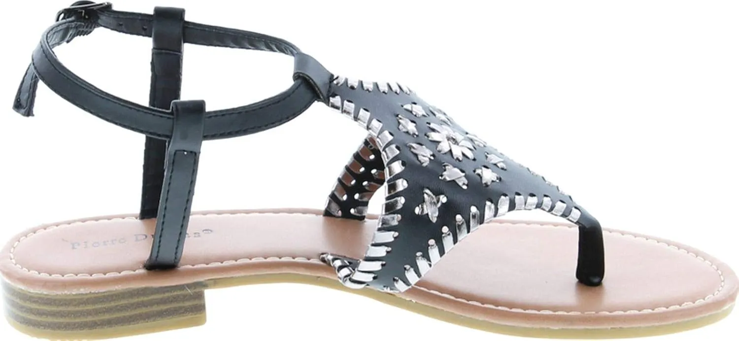 Pierre Dumas Women's Rosetta-10 Whipstitch Thong Low Heel Casual Sandals