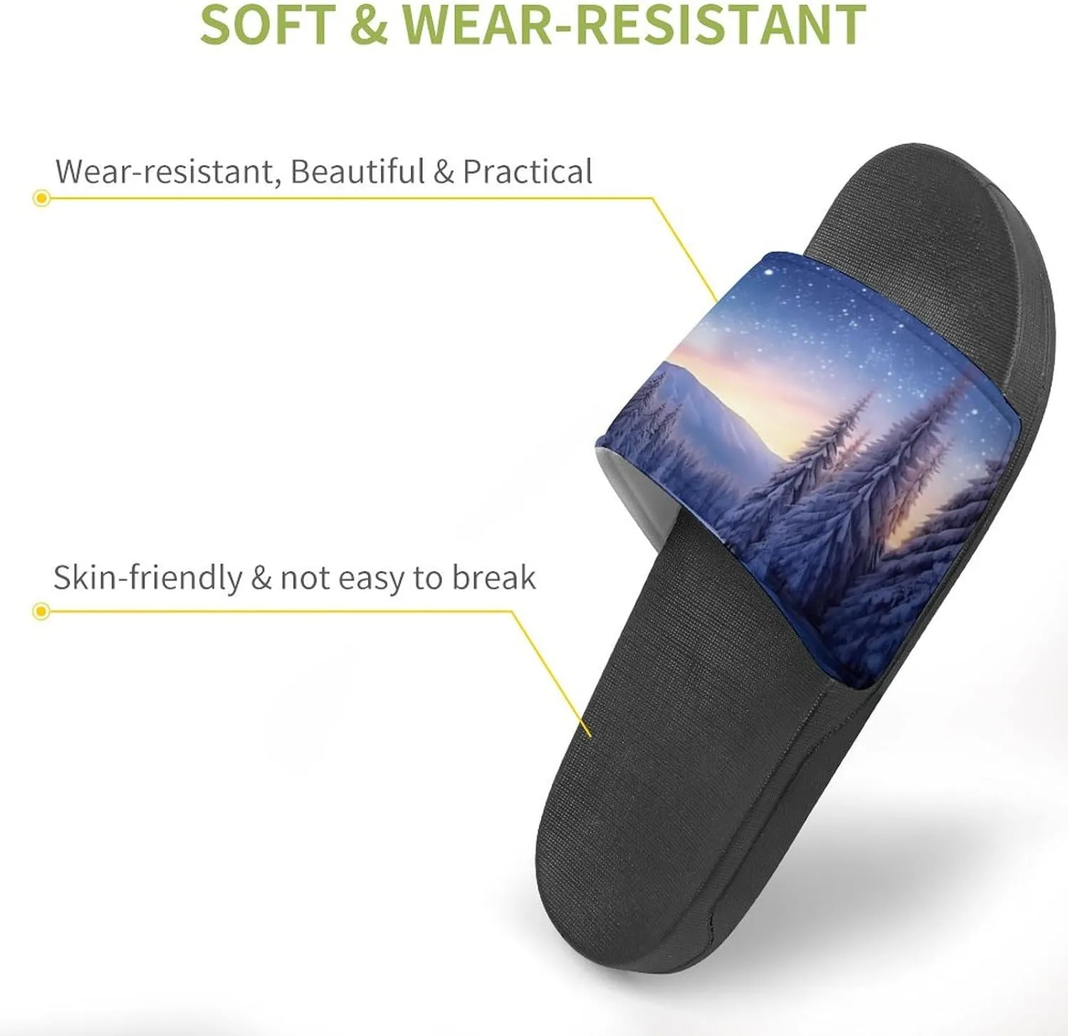 Pine in Winter Non Slip Slides Sandals for Women Men Quick Drying Shower Shoes for Bathroom Pool Beach