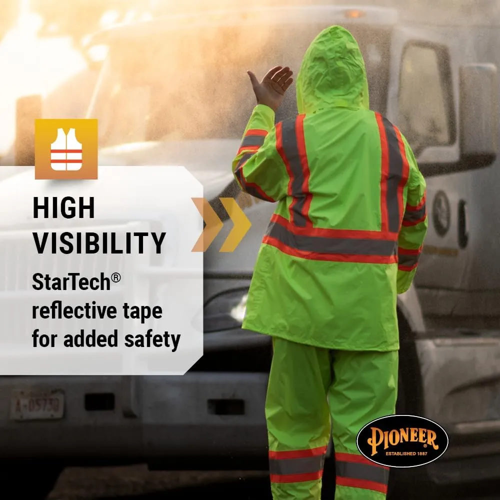 Pioneer Hi Vis Lightweight Waterproof Safety Rain Suit - Reflective Work Rain Gear for Men and Women